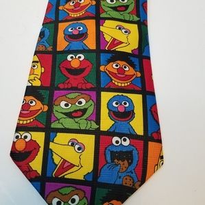 Sesame Street Necktie Color Block - Elmo, Big Bird, Bert Ernie, Oscar Teacher